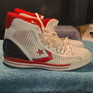Converse Red and White Mesh High-Tops